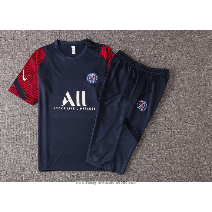 Tuta da Track Paris Saint-Germain Manica Corta 2020 2021 Blu e Rosso